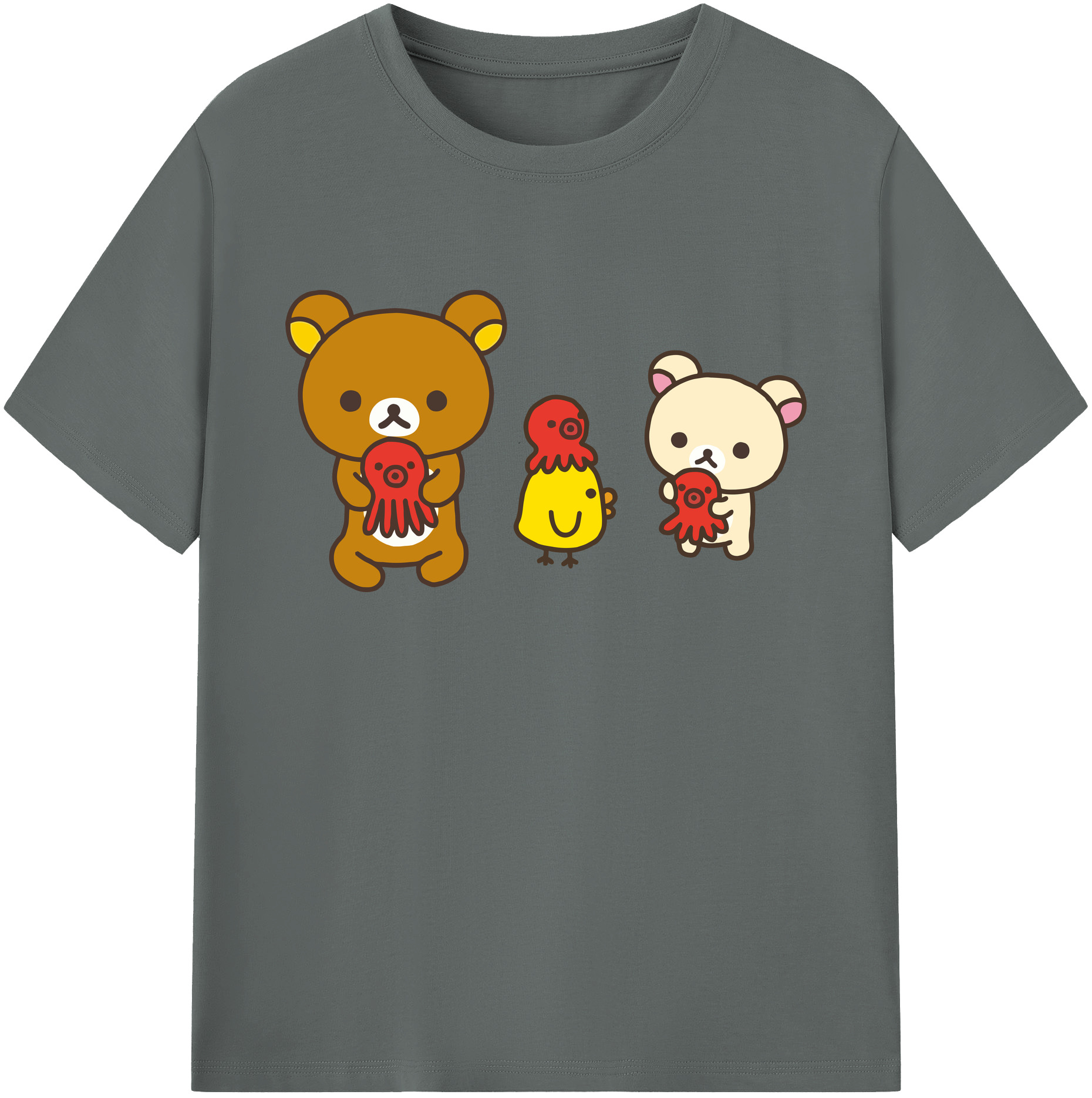 （画像用） リラックマ リラックマ キイロイトリ Rilakkuma Korilakkuma Kiiroitori 綿100％ メンズ半袖Tシャツ｜肌触りやわらか＆通気性